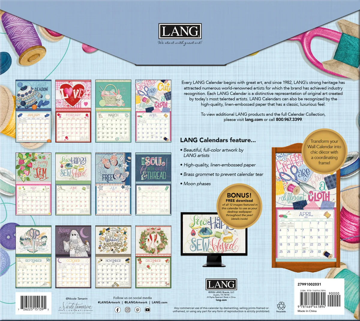2027 Lang Handmade Happiness Calendar