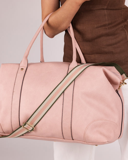 Alexis Stripe Weekender Travel Bag - Blush Stripe