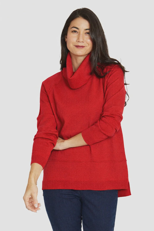 Raglan Cowl Pullover - Cherry
