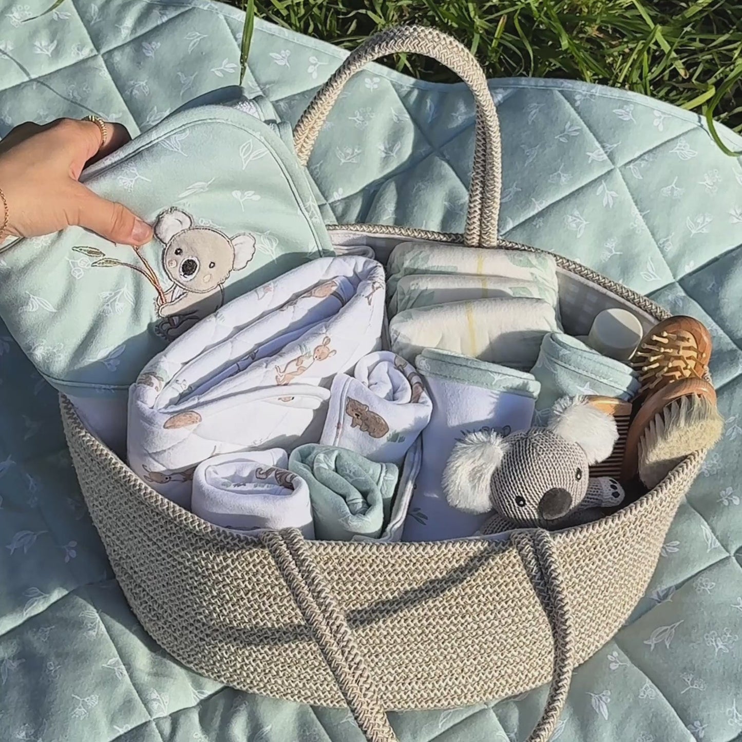 Natural - Cotton Rope Nappy Caddy with Divider