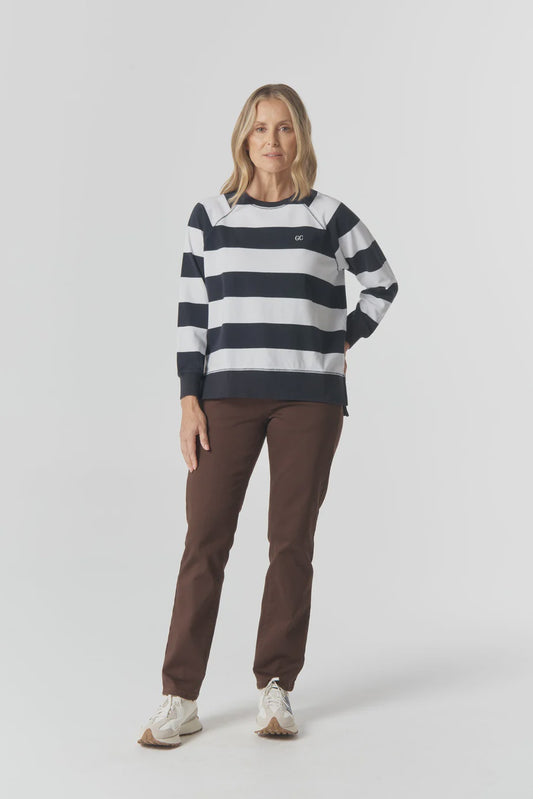 Cotton Rugby Stripe - Navy/White