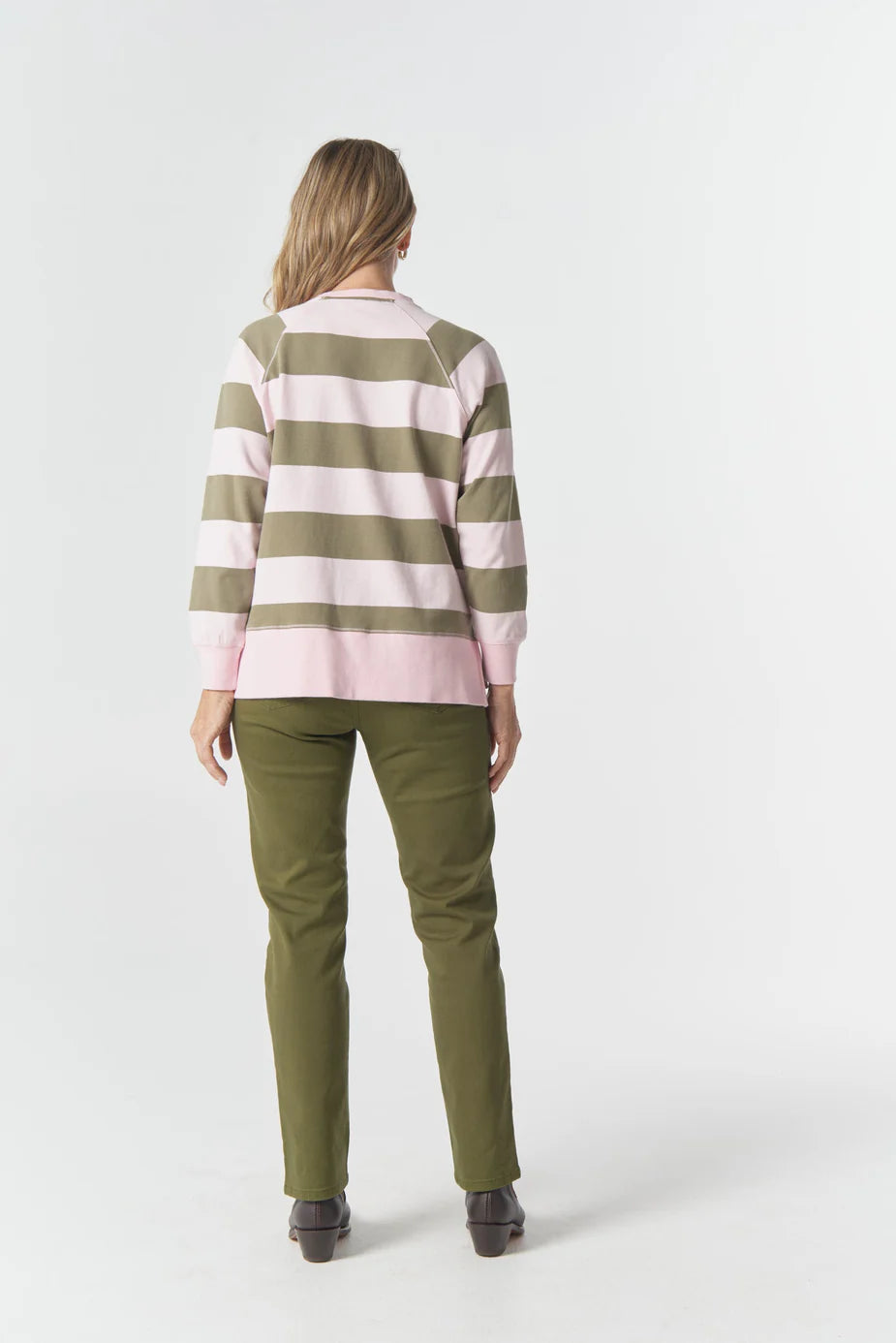 Cotton Rugby Stripe - Pink/Sage