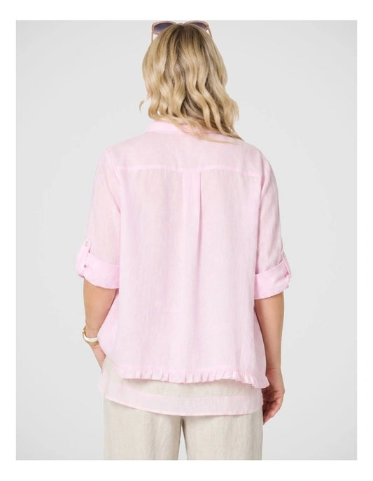 Milly Ruffle Hem Shirt - Pale Pink
