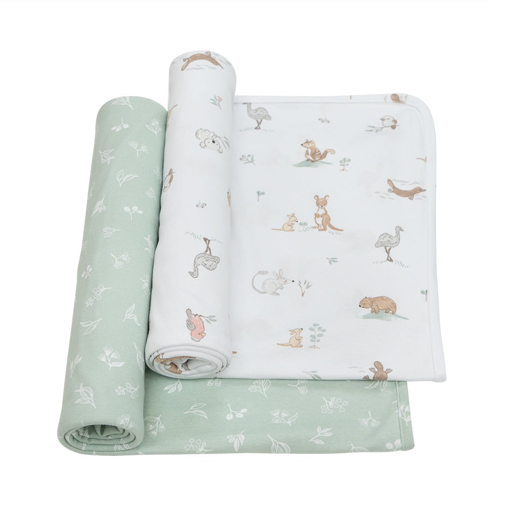 Australiana - 2 Pack Organic Swaddle Wraps