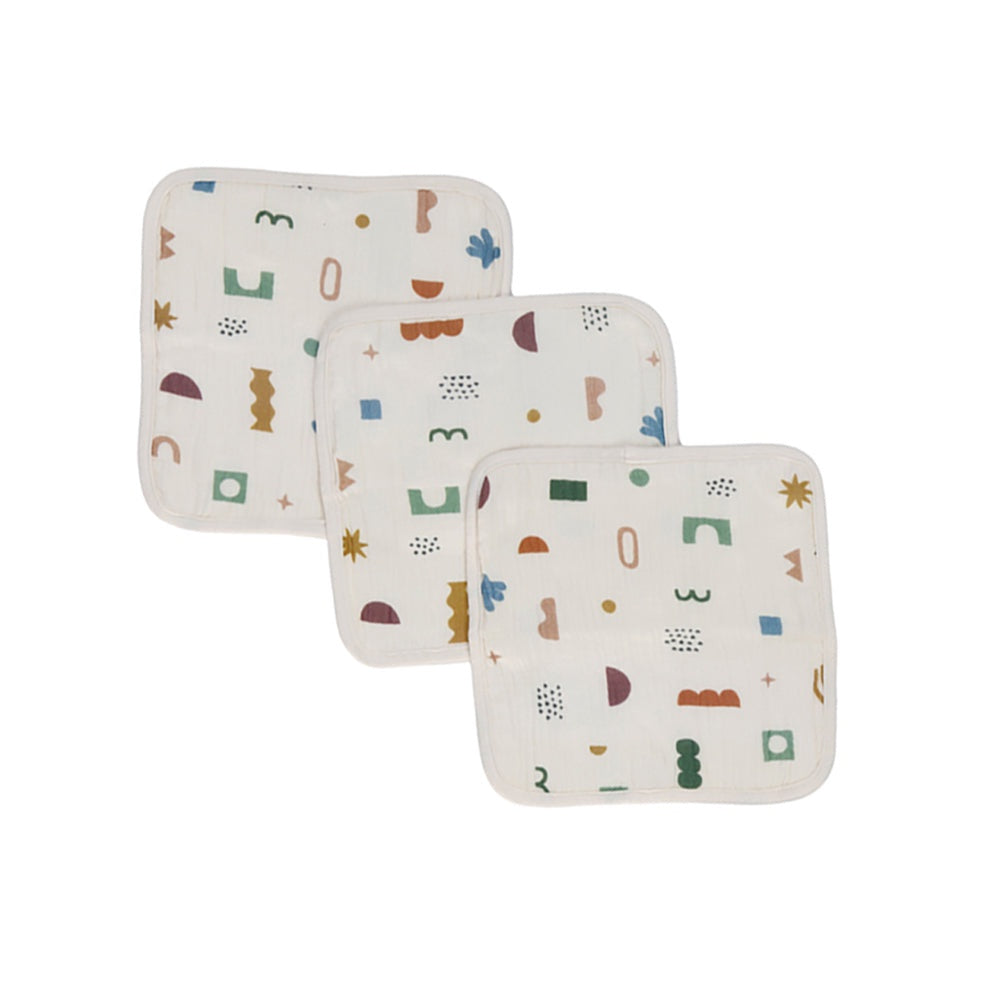 3 Pack Muslin Wash Cloths - Geo Mod