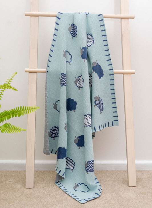 Baah! Knit Blanket - Blue