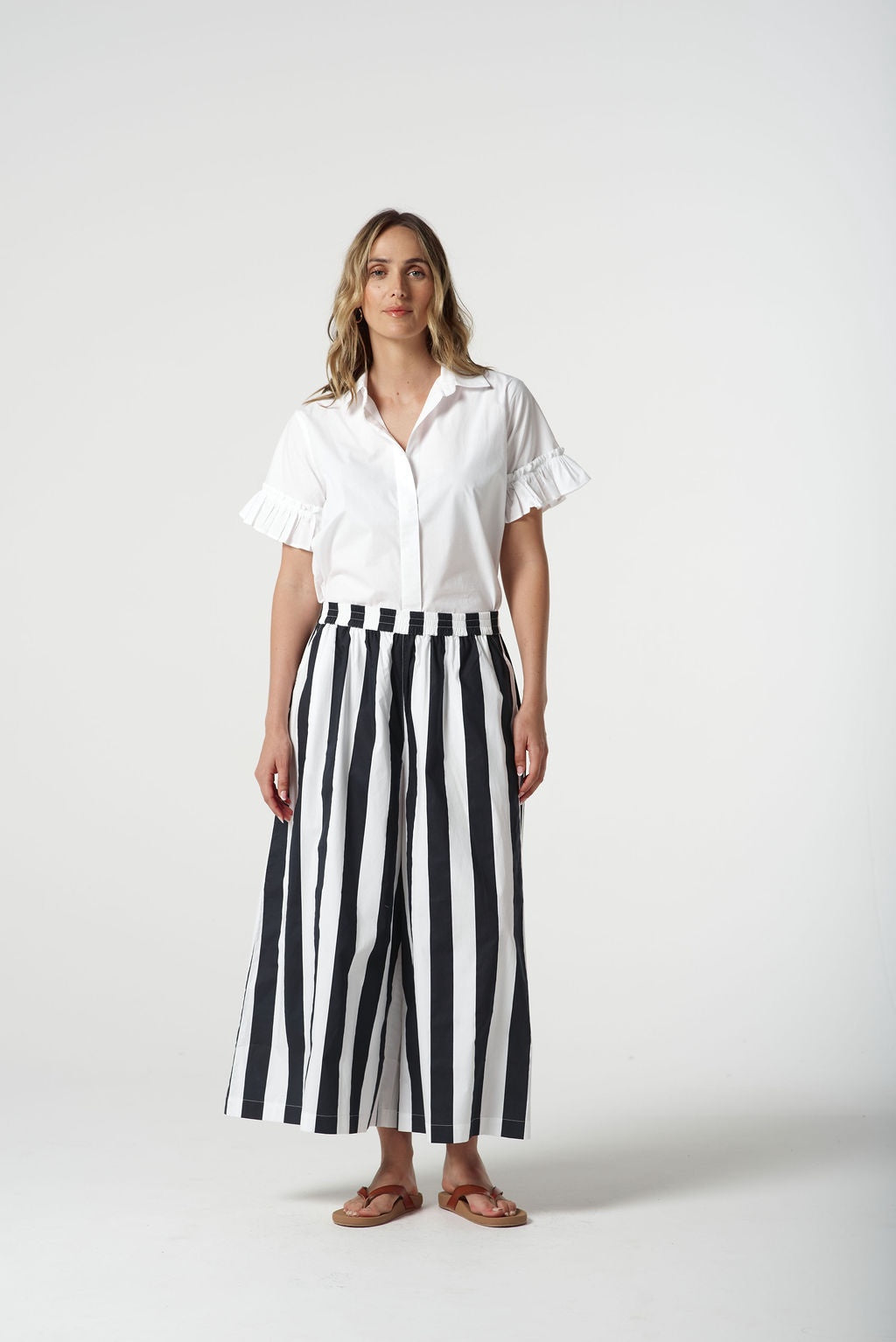 Ruffle Sleeve Shirt - Optical White