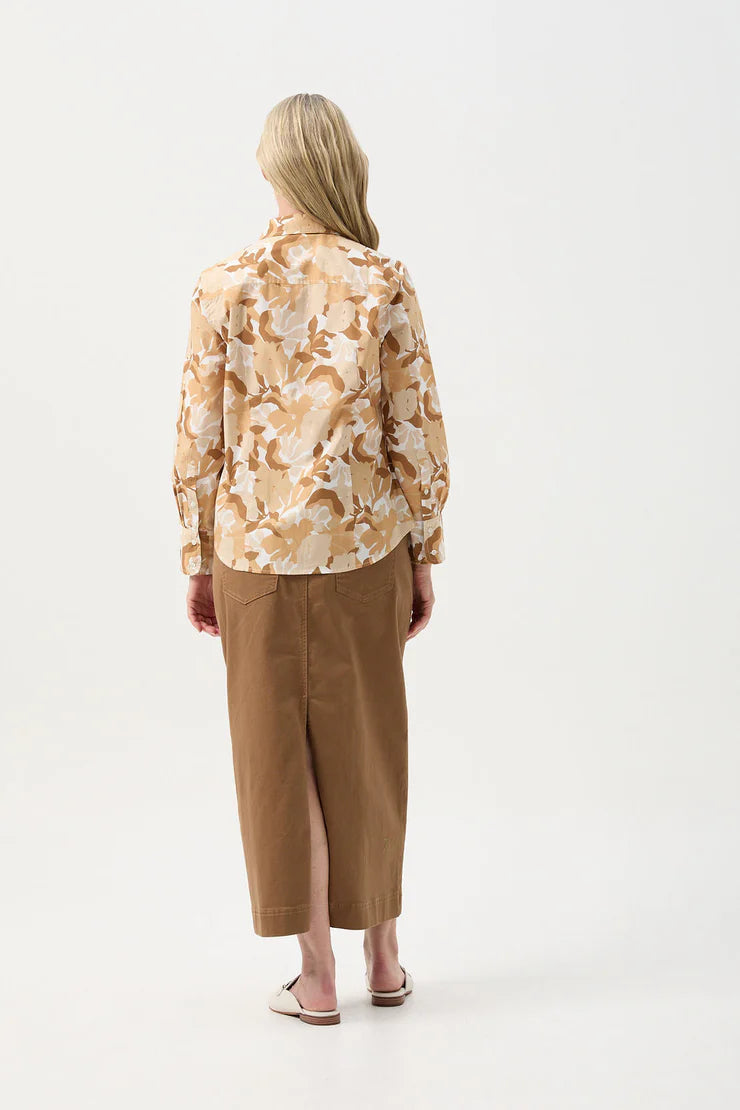 Straight Skirt With Back Split Tobacco