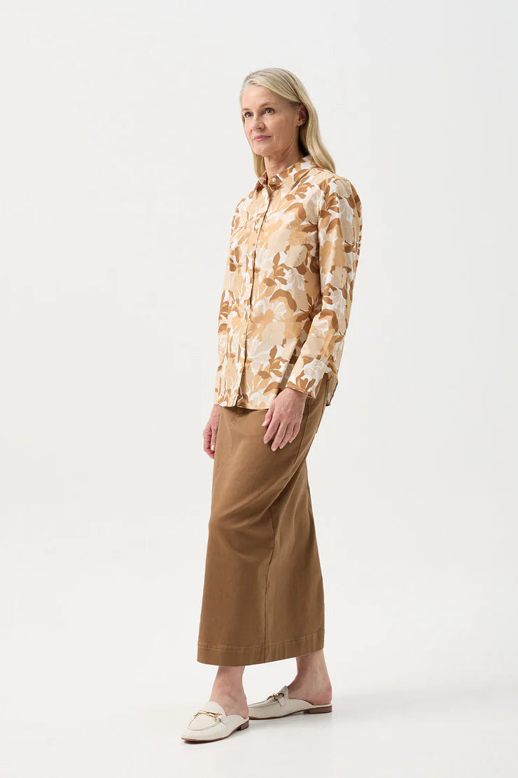 Straight Skirt With Back Split Tobacco