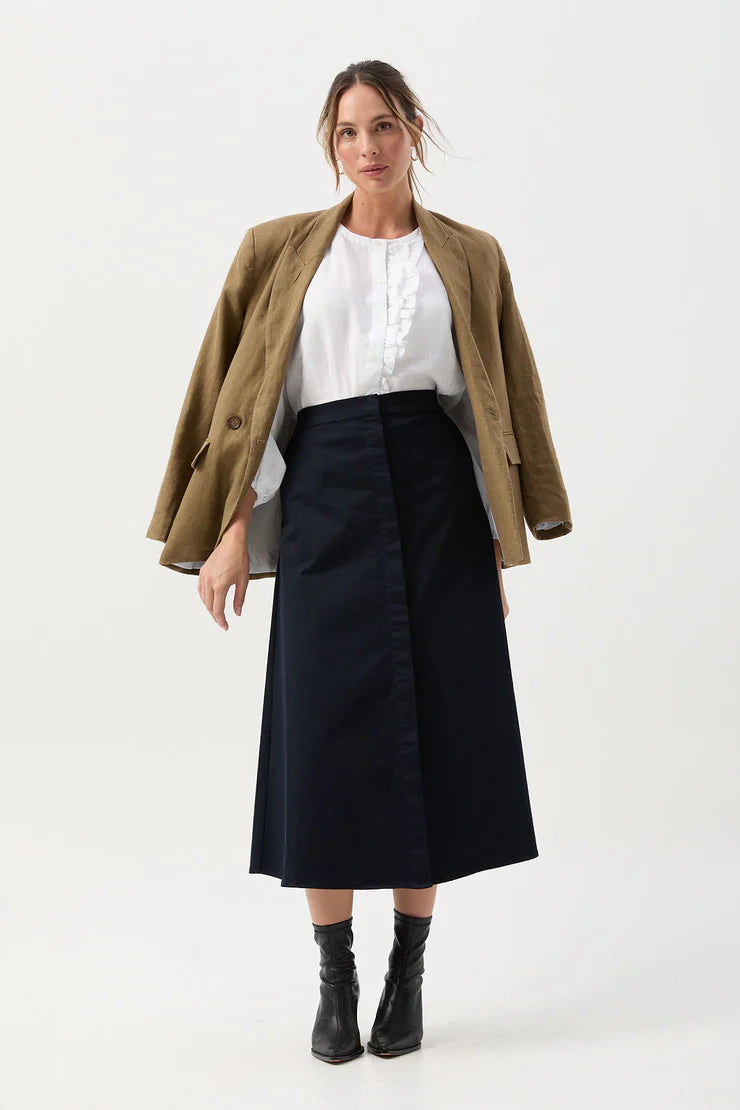A-Line Button Through Skirt Navy
