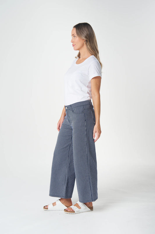 5 Pocket Wide Leg Cropped Pants