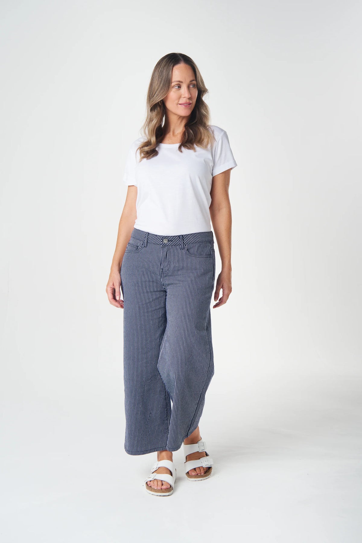 5 Pocket Wide Leg Cropped Pants