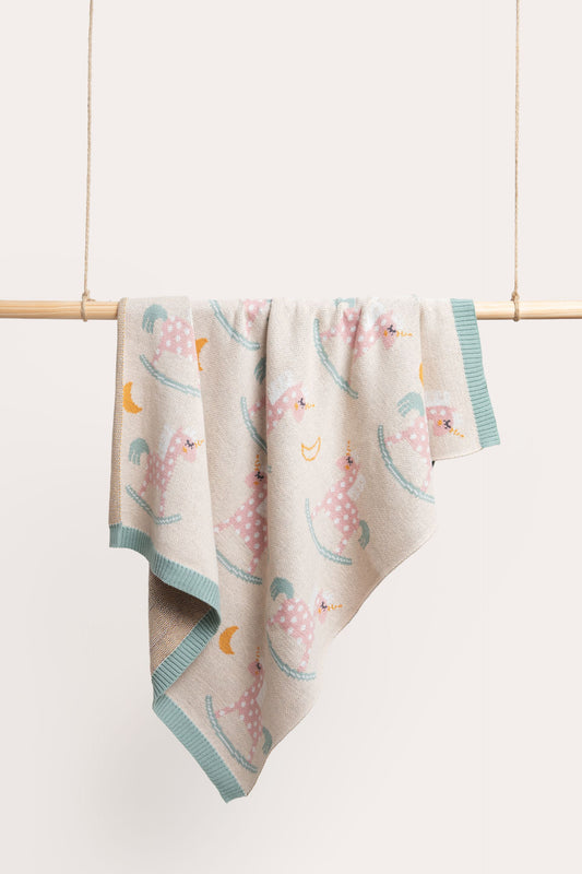 Magical Unicorn Knit Baby Blanket - Pink
