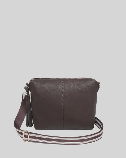 Daisy Stripe Crossbody Bag - Chocolate