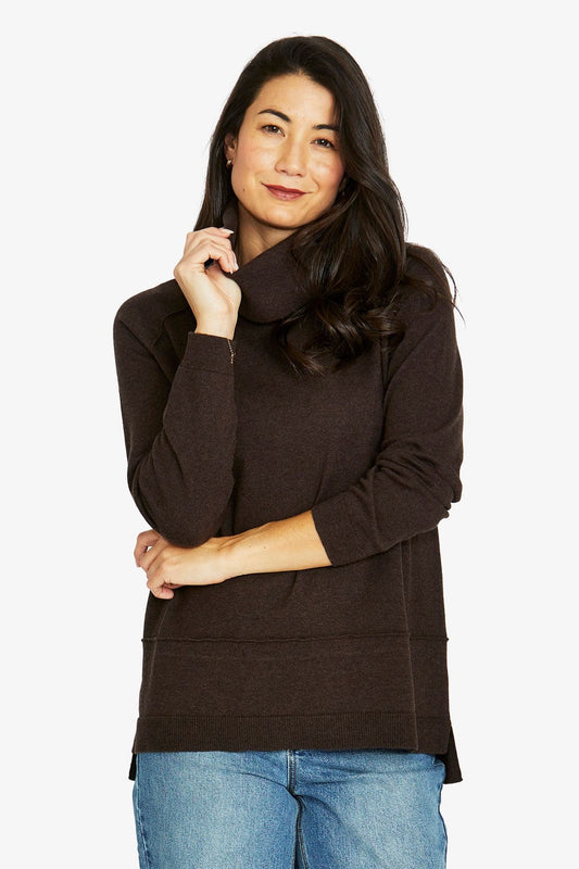 Raglan Cowl Pullover - Dark Chocolate Marle