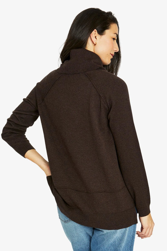 Raglan Cowl Pullover - Dark Chocolate Marle