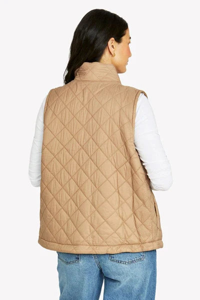 Reversible Quilted Vest - Cashew