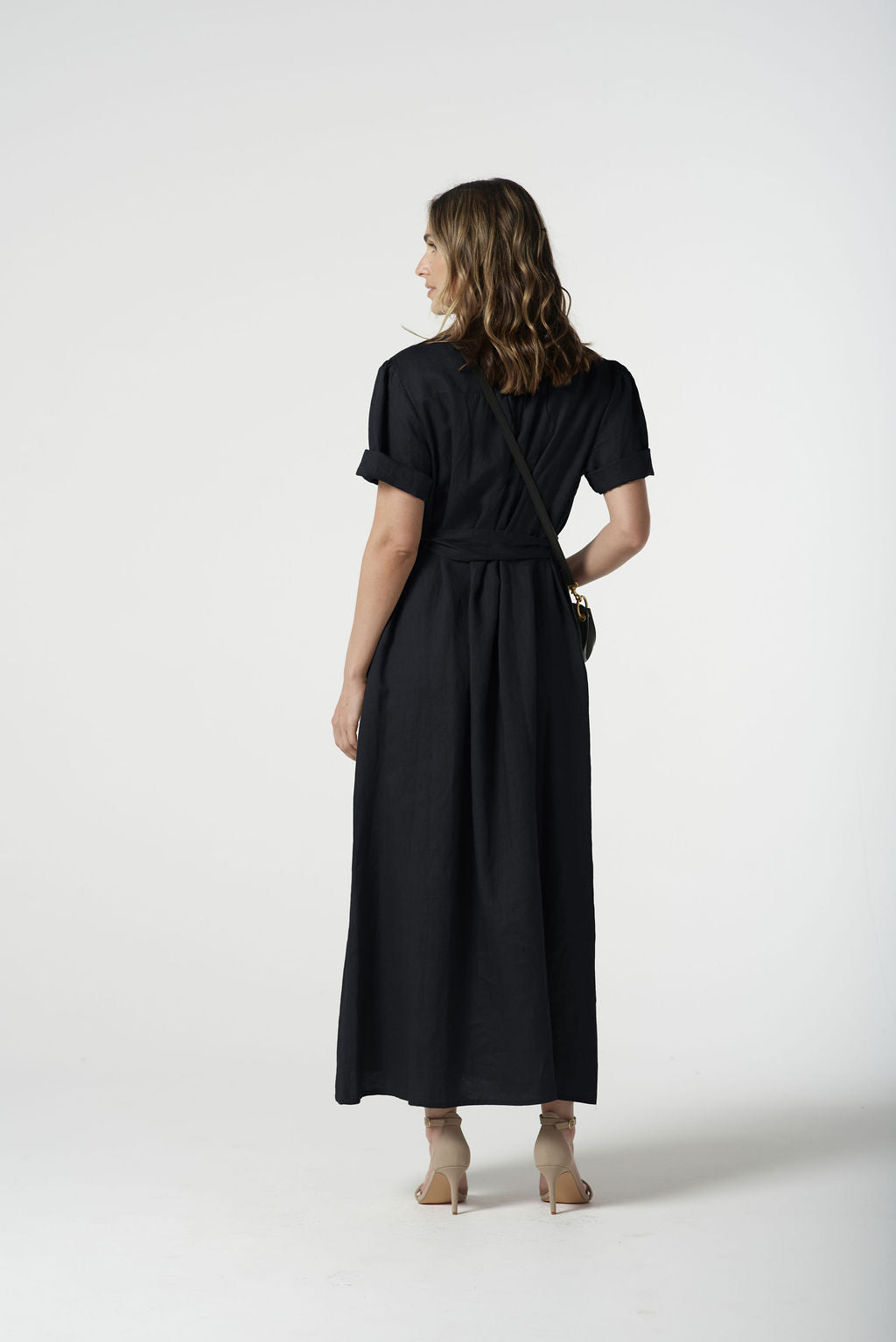 Short Sleeve Shirt Dress - Navy
