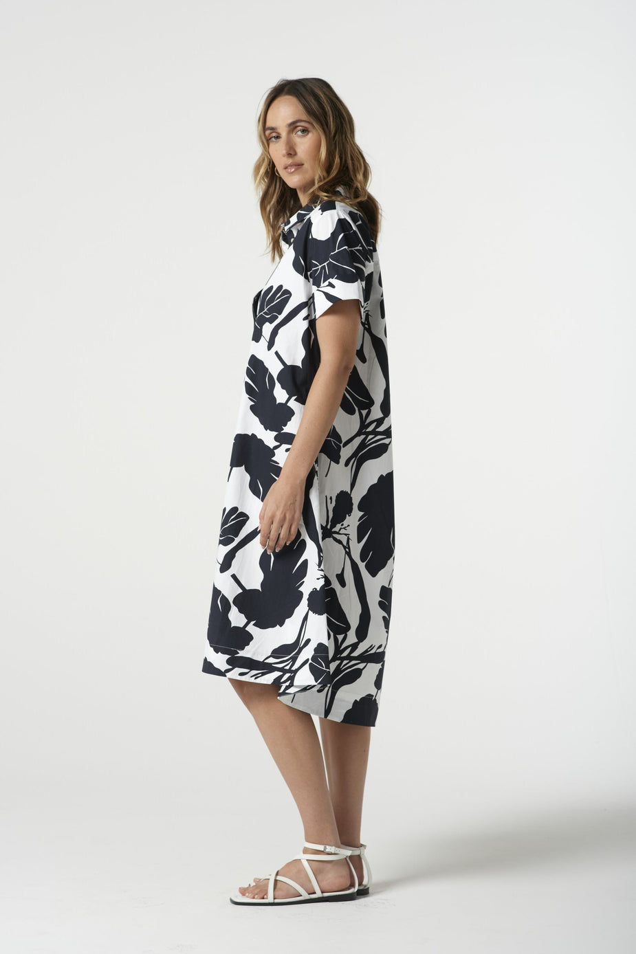 Block Leaf Print Dress