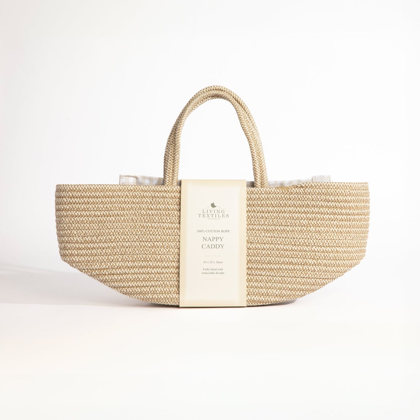 Natural - Cotton Rope Nappy Caddy with Divider
