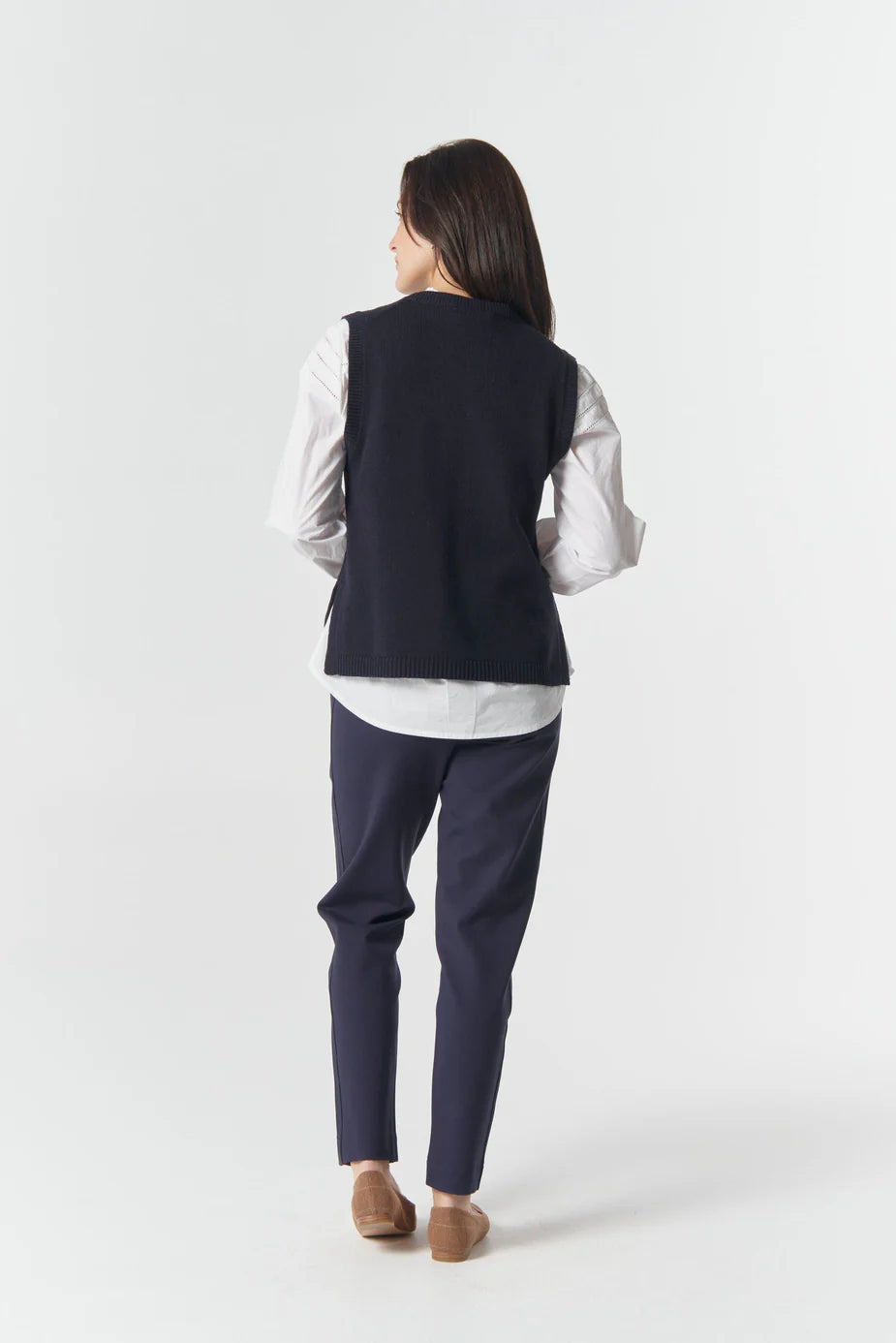 Amber Merino Cotton Vest - Dark Navy