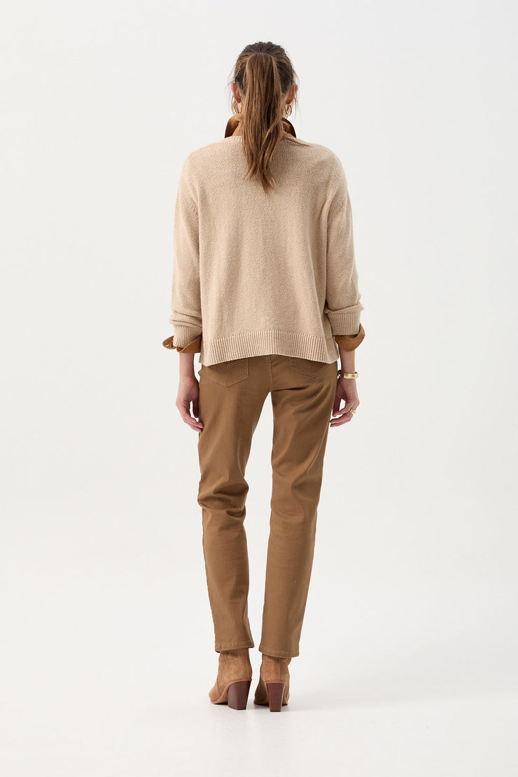 Cotton Blend Button Through Cardigan Bisque