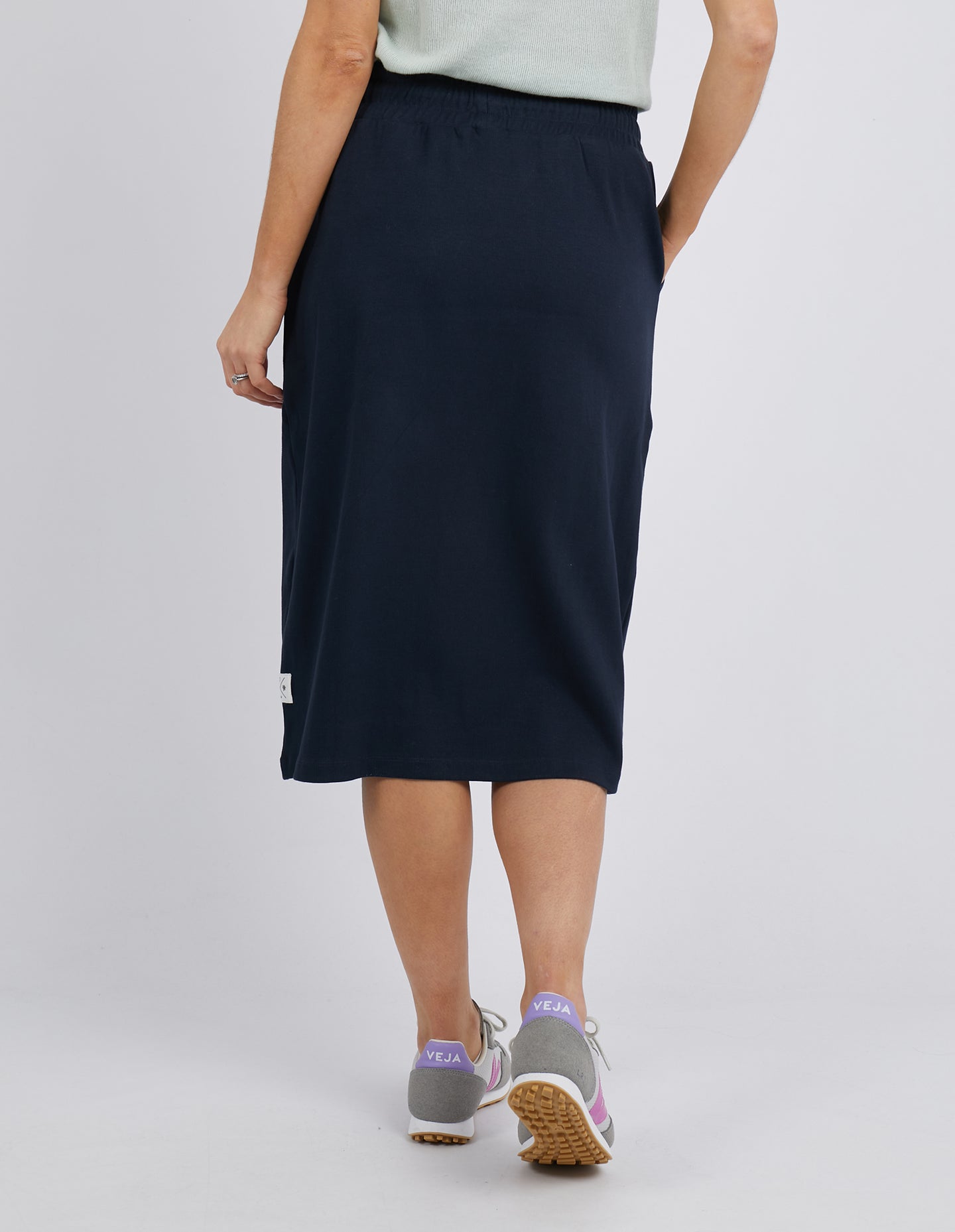 Rib Midi Skirt Navy