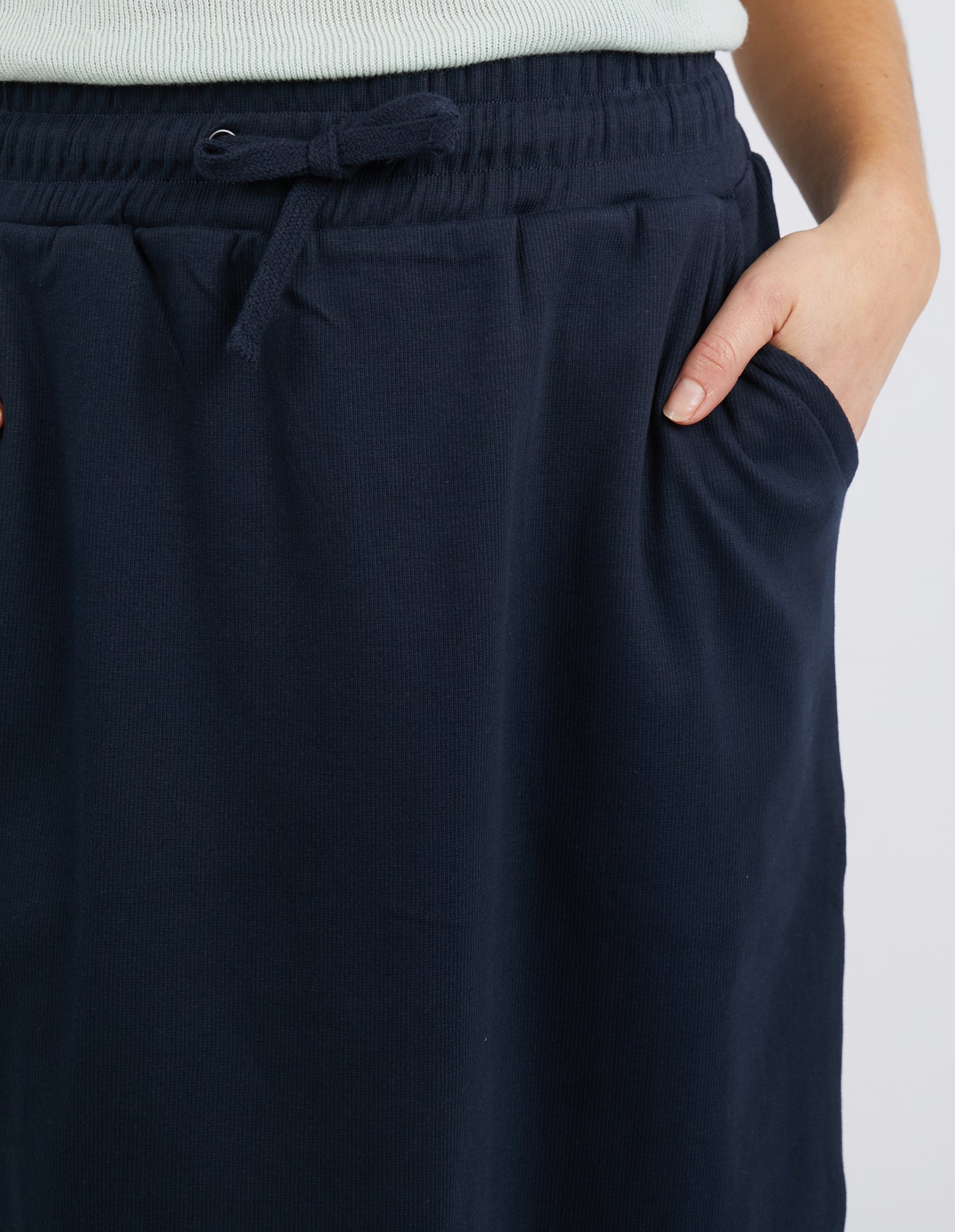Rib Midi Skirt Navy