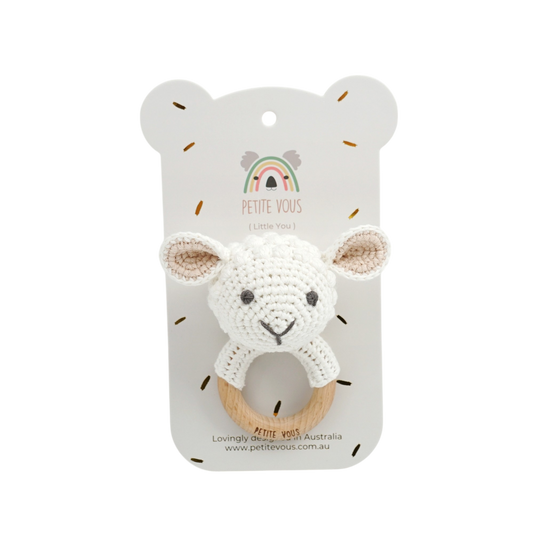 Crochet Ring Rattle - Lulu the Lamb
