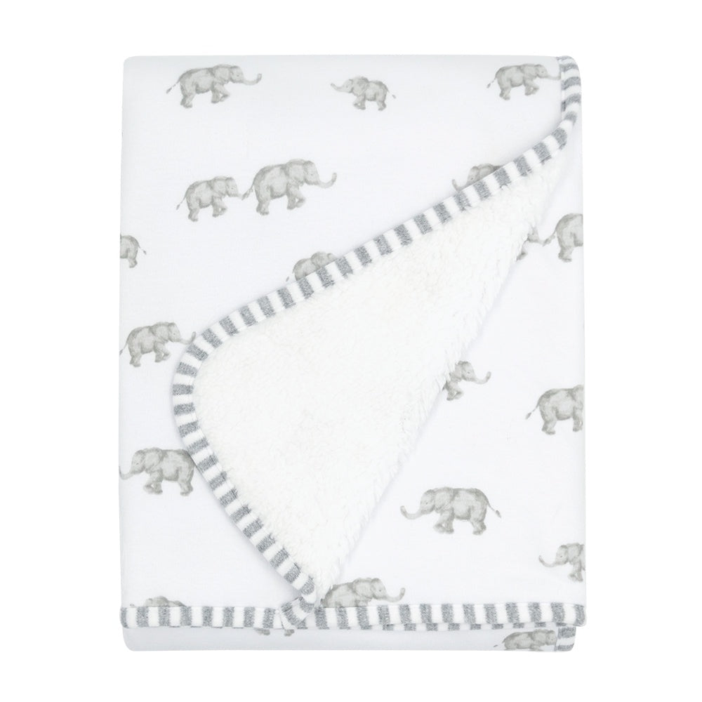 Watercolour Elephant - Sherpa Blanket