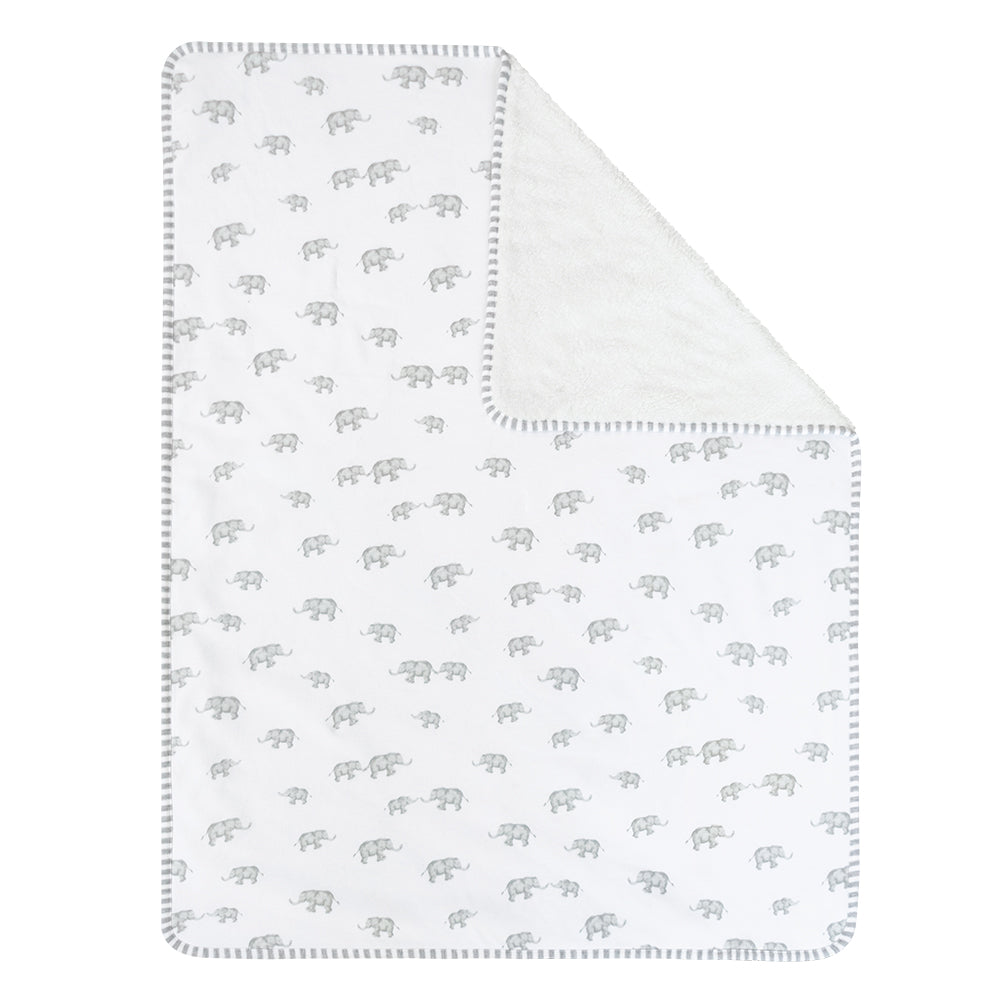 Watercolour Elephant - Sherpa Blanket