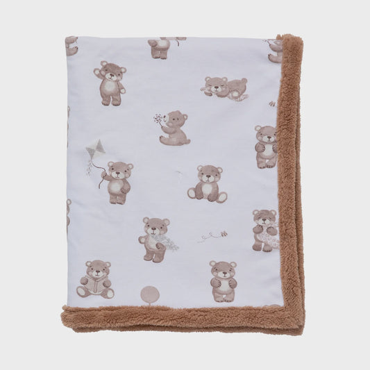 Sherpa Pram Blanket - Cuddly Bear