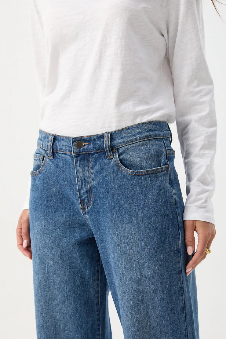 Mid Rise Wide Leg Jean Denim Blue