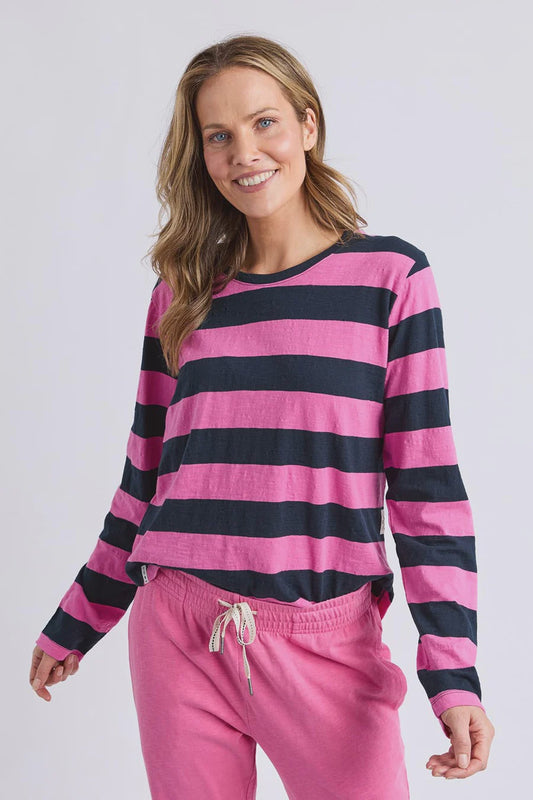 Spritz Strip L/S Tee - Hot Pink