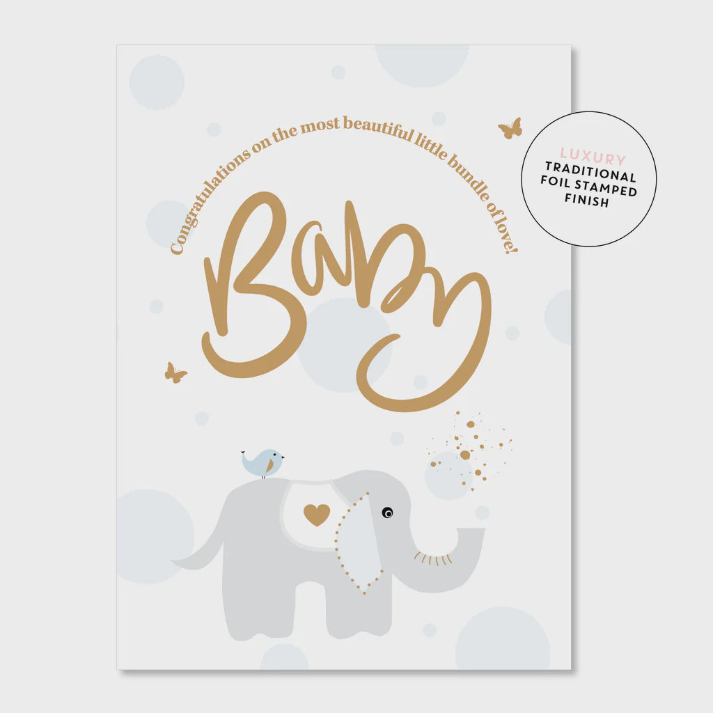 Baby Elephant - Blue Greeting Card