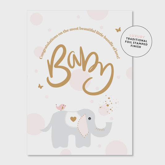 Baby Elephant - Pink Greeting Card