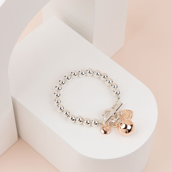 Silver & Rose Gold Ball Bracelet
