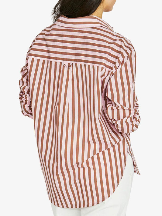 Ribbon Stripe Shirt - Pecan/Pink