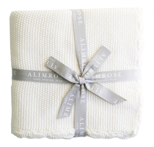 Knit Mini Moss Stitch Baby Blanket Ivory