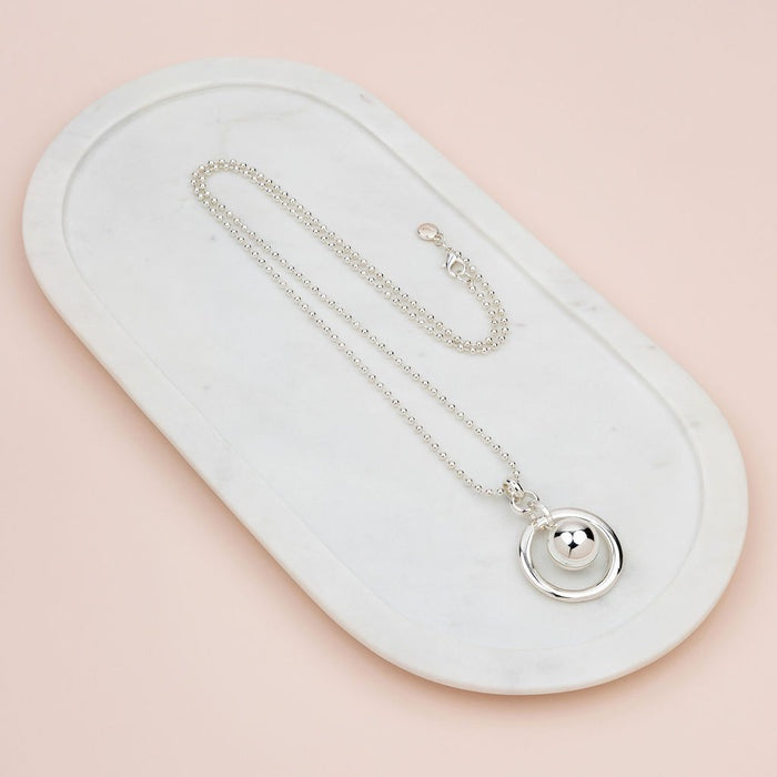 Silver Circle With Ball Necklace