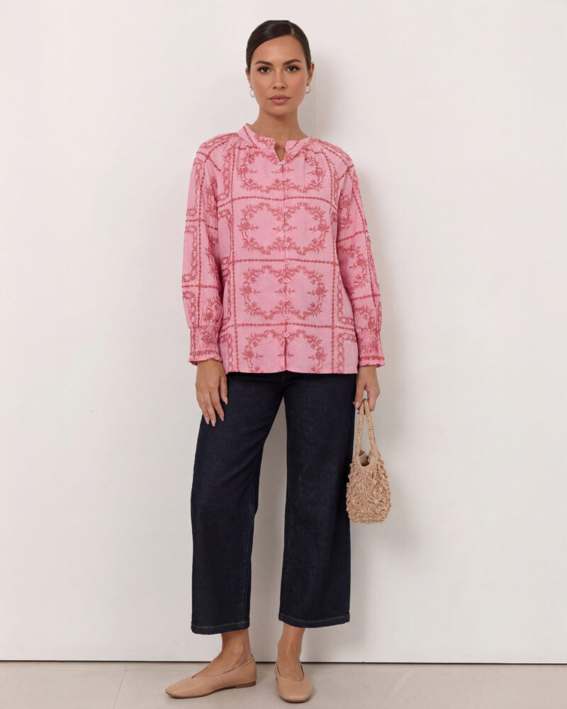 Embroidered Top Pink