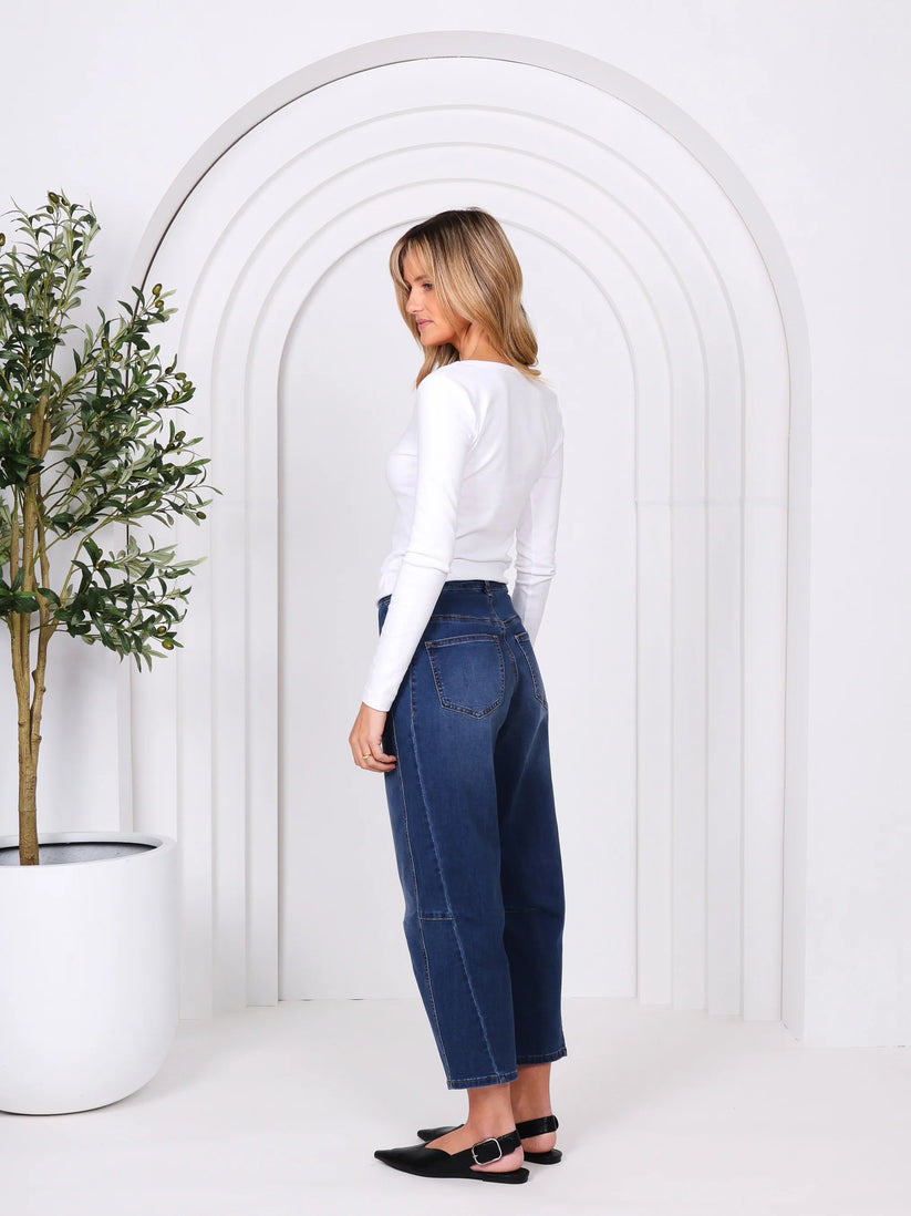 Toni Barrel Jeans - Dark Denim