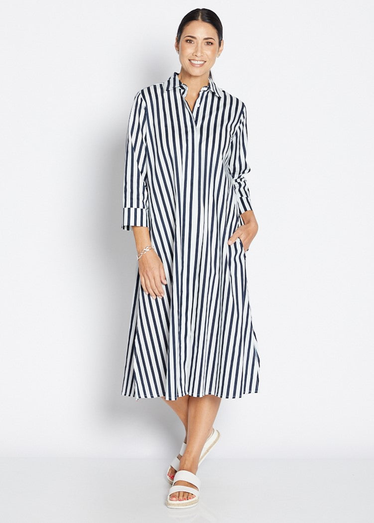 Keira Stripe Dress - Navy