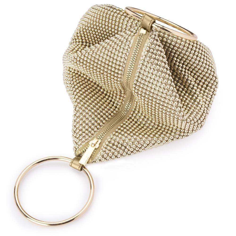 Ellie Crystal Mesh Handle Bag - Champagne