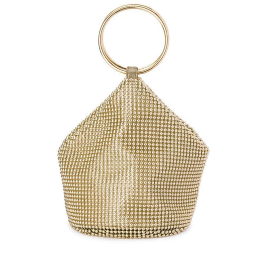 Ellie Crystal Mesh Handle Bag - Champagne