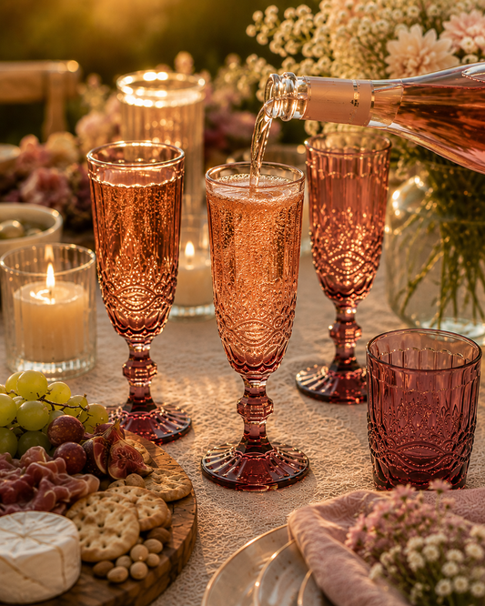 Gabriella Champagne Flute 4pc Pink Gift Boxed