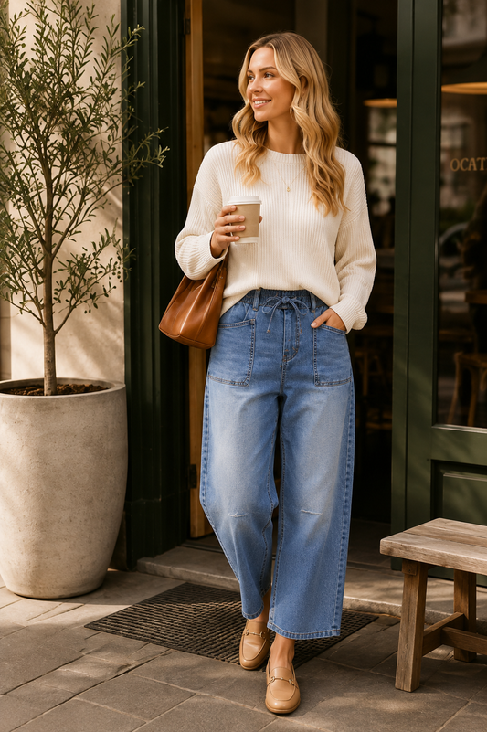 Leo Barrel Jean - Blue Denim