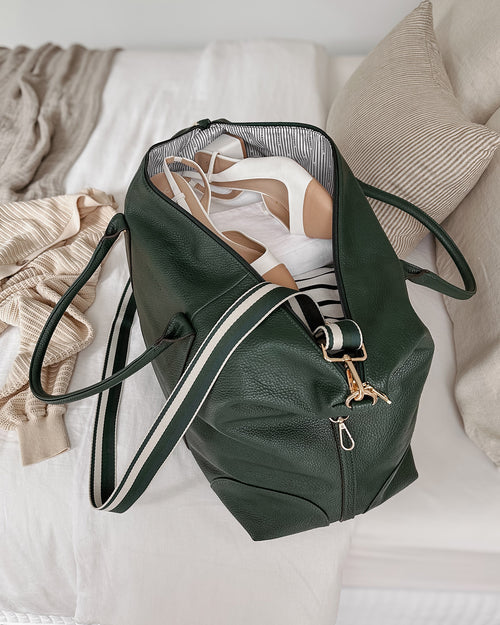Alexis Stripe Weekender Travel Bag - Forest Green Stripe