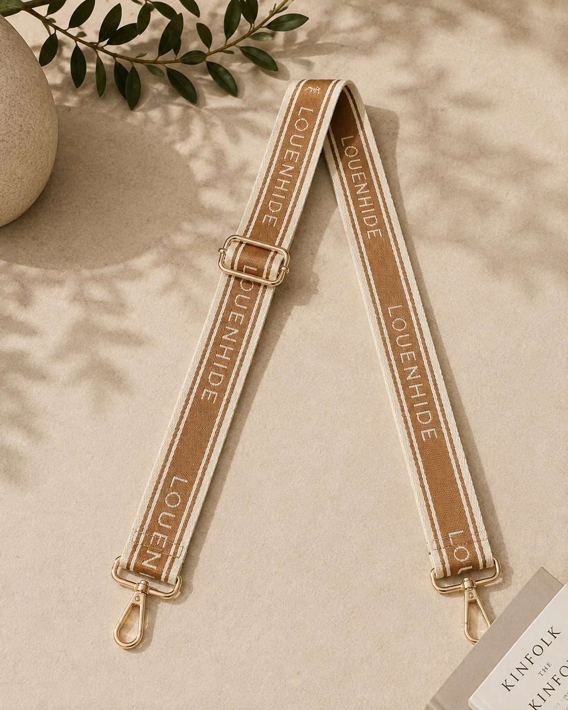 Logo Contrast Bag Strap - Tan/Cream