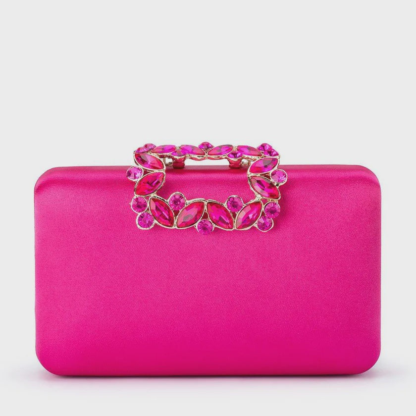Margalit Crystal Lock Clutch - Fuchsia